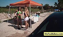 horny blondie banged hard in the car