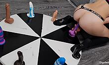 She Spins The Wheel Of Dildos For Her Orgasm