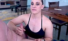 Milf gives close-up blowjob