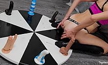 She Spins The Wheel Of Dildos For Her Orgasm