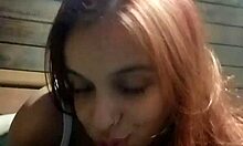 The beautiful redhead gives a delicious blowjob for the first time in this amateur video.