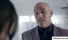 teen bent over, dominated by bold older guy in doggystyle, blowjob, oral, sex