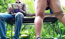 omg, curvy milf in pantyhose peeing next to me in the park!