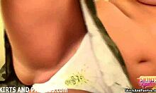 Amateur babe shakes 18yo ass in skinny jeans, upskirt teasing