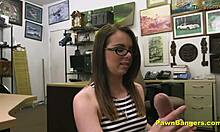 Nerdy Brunette Teen 18+ Sucks and Fucks for Cash on Hidden Camera