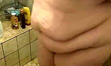 curvy bbw wife caught bathing in the shower, showing her big ass and tits