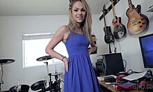 Blonde Step Sister Attempts to Drop Pants for Fun