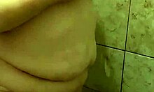 curvy bbw wife caught bathing in the shower, showing her big ass and tits