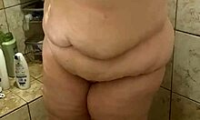 curvy bbw wife caught bathing in the shower, showing her big ass and tits