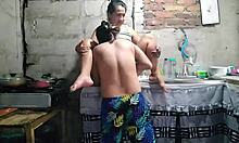 amanecio muy perra mi vecina queriendo que la follen duro, she says in the kitchen.