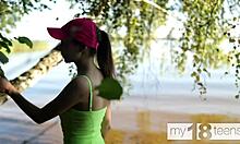 my18teen 18+s - adorable skinny girl fingers tight pussy outdoors