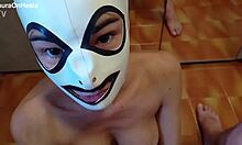 Wow, this latina milf in pantyhose gives an amazing blowjob with cum in mouth!