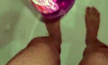 Asian amateur bathes nude with feet fetish focus