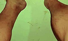 Asian amateur bathes nude with feet fetish focus