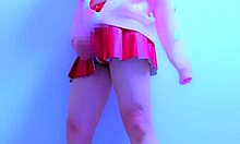 Crossdressing Secretary In Leather And See-Through