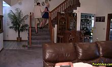 Step mommy and babysitter engage in bisexual roleplay