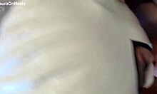 Wow, this latina milf in pantyhose gives an amazing blowjob with cum in mouth!