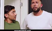 big tits teen stepsister caught masturbating, leads to family fucking with stepdad