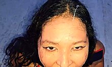 submissive latina milf dominated on rooftop, facial blowjob and golden shower