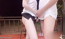 i fucked the female student outside on the balcony, creampie and all.