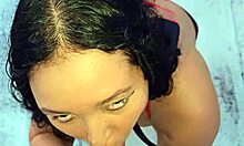 submissive latina milf dominated on rooftop, facial blowjob and golden shower