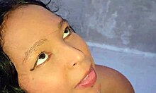 submissive latina milf dominated on rooftop, facial blowjob and golden shower