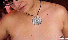 Pierced Extreme Babe with Glasses Rocks the Cock on Fake Casting!