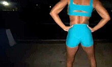 wife working out at night does street blowjob and anal
