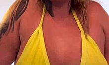 Tanned woman almost expelled from gym for transparent wet bikini at Copacabana beach