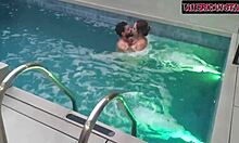 took my girl to motel to chill, she wanted to fight, but after hot pool sex she calmed down