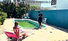 waited for husband to leave then fucked the pool cleaner in red sheer 😏