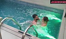 took my girl to motel to chill, she wanted to fight, but after hot pool sex she calmed down