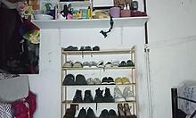 Chubby Mexican mama plays with dildo in her hairy slit