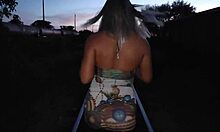 i adventure on railway showing off getting anal creampie