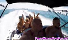 Teen party girls suck big cocks in outdoor reality setting.