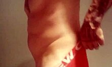 Naked Exhibitionist Bathes Outdoors in Public Toilet with Tattoos!