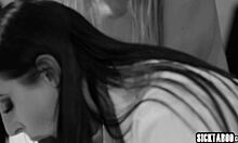 latina babe tries a weird experiment with a busty milf, involving cock, ass, and big boobs