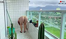 latina maid in short skirt teasing with her beautiful ass for voyeur