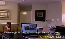 black amateur in pink socks getting fucked on private casting