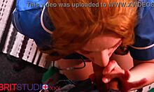 British redhead student nurse sucks patient's cock first time