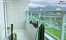 latina maid in short skirt teasing with her beautiful ass for voyeur