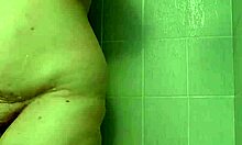 Shower tease with natural tits and big ass