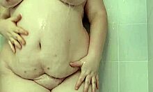 Shower tease with natural tits and big ass