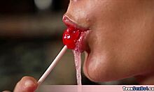 Cute petite teen stepsis Charlotte gives sloppy wet blowjob with tits and ass