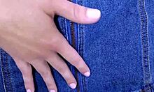 cute brunette teen gets a massage and fuck on the sofa