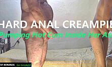 Hard Anal Creampie Pumping Hot Cum Inside Her Ass