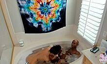 Monster Cock Pounds Shaved Pussy in Bathtub Quickie