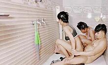 uttaran20 brunette threesome face fucking