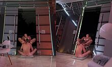 Slim ebony girlfriend gets rammed doggy after face fuck