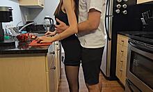 Petite step sister fucked in kitchen